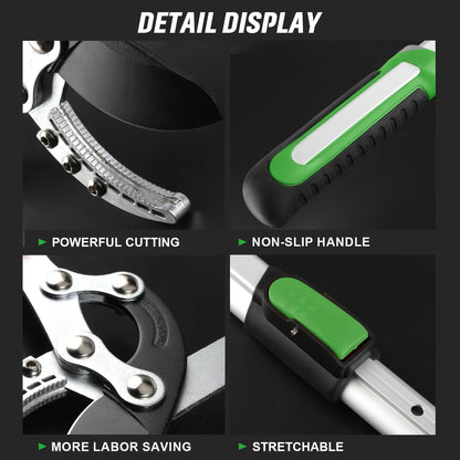 Extendable Pruning Shears 22-27.5 Inch – SK5 Steel Blades Cut 2.5" Branches, Shock-Absorbing Ergonomic Handle