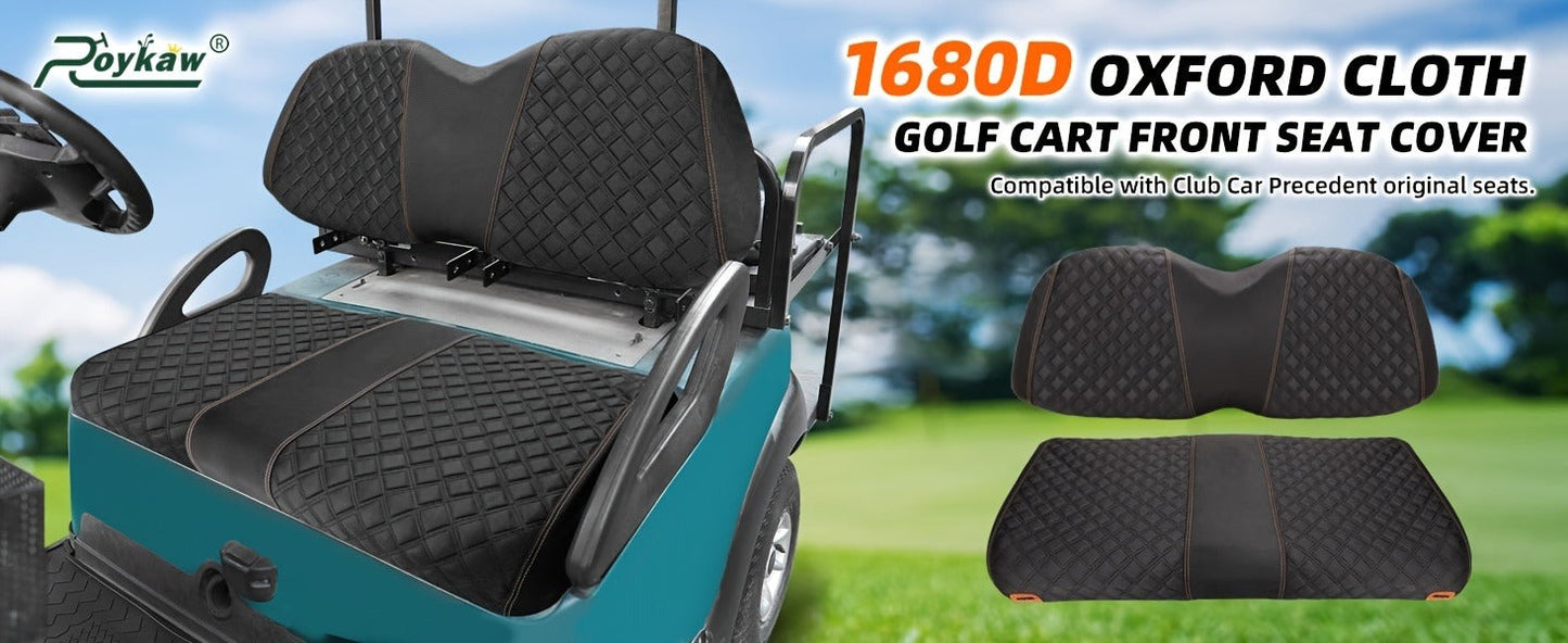 Golf Cart Seat Covers for Club Car Precedent Front Seat 1680D Oxford Cloth No Drilling Required Breathable Washable Air Dry Soft Protective