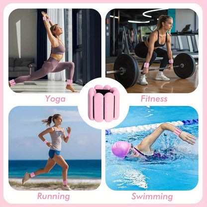 Silicone Wrist & Ankle Weights Bracelet 1LB Pair for Women Men – Adjustable Weighted Cuffs for Yoga, Running