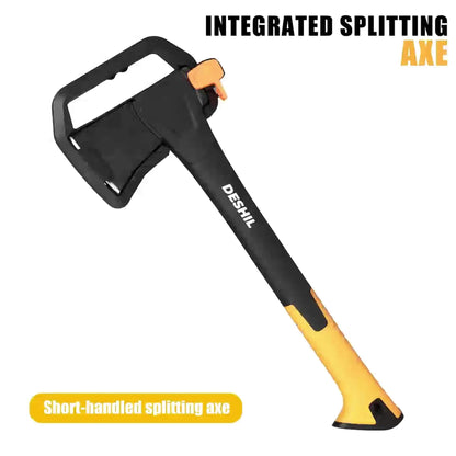 Carbon Steel Camping Hatchet Wood Splitting Axe – Teflon-Coated Forged Steel Blade, Shock-Absorbing Fiber Handle, Anti-Rust & Non-Slip