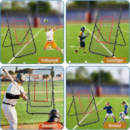 Volleyball Rebounder Net 7x4ft Adjustable Angle – Portable Steel Frame Training Rebounder with High-Tension PE Netting & 24 Elastic Cords