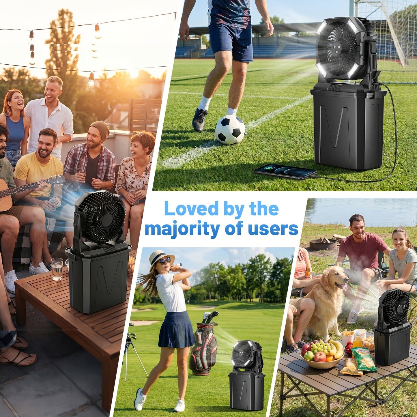 Misting Fan Portable Outdoor with Water Tank 20000mAh Rechargeable Battery Camping Cooling Spray Fan