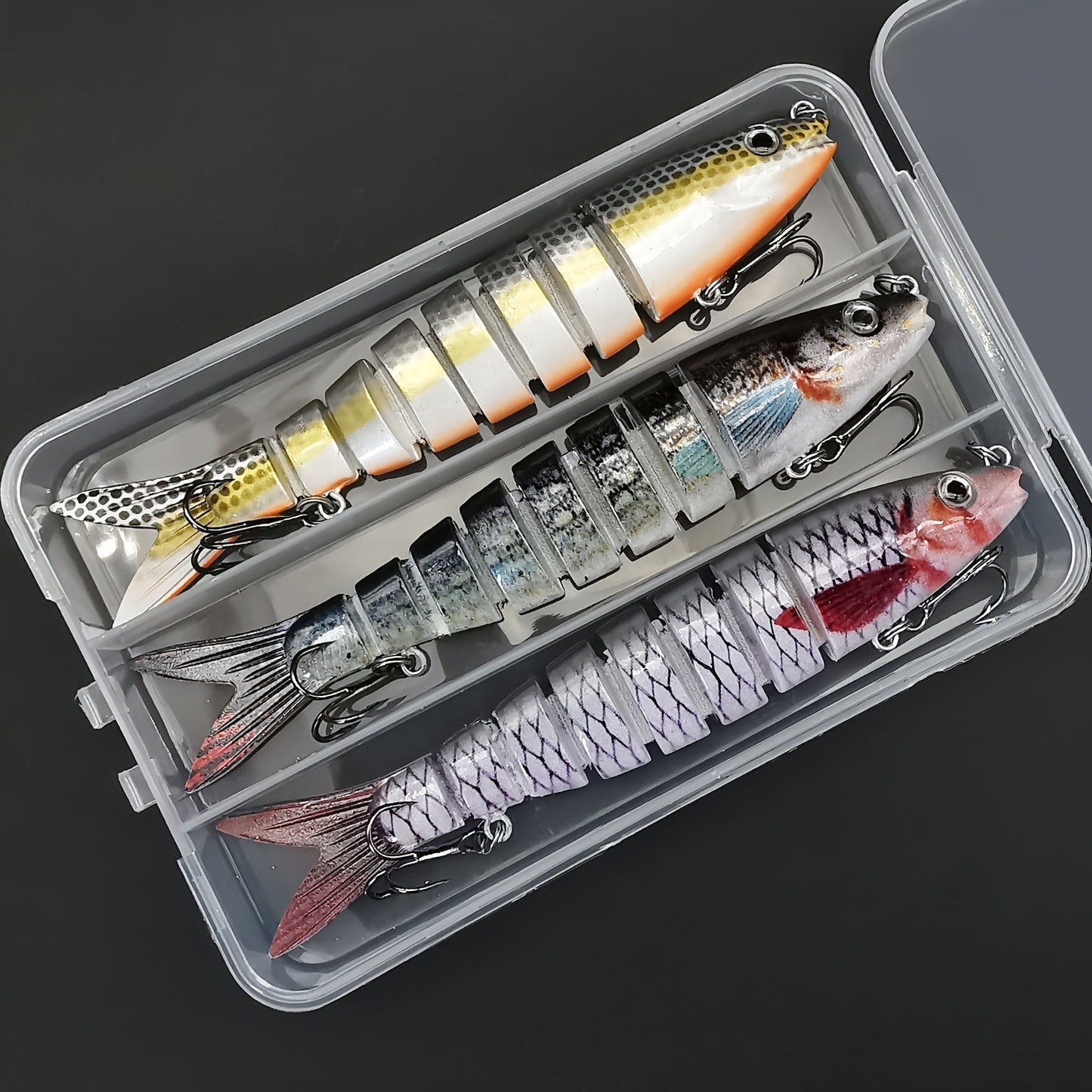 Multi-Jointed Swimbait Fishing Lures for Bass Trout Perch – Slow Sinking Lifelike 3D Eyes ABS Body, Pearl Powder Coating