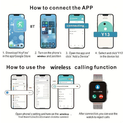 Smart Watch 1.83-Inch Touch Display with Bluetooth Calling, Music Control and Black Silicone Band