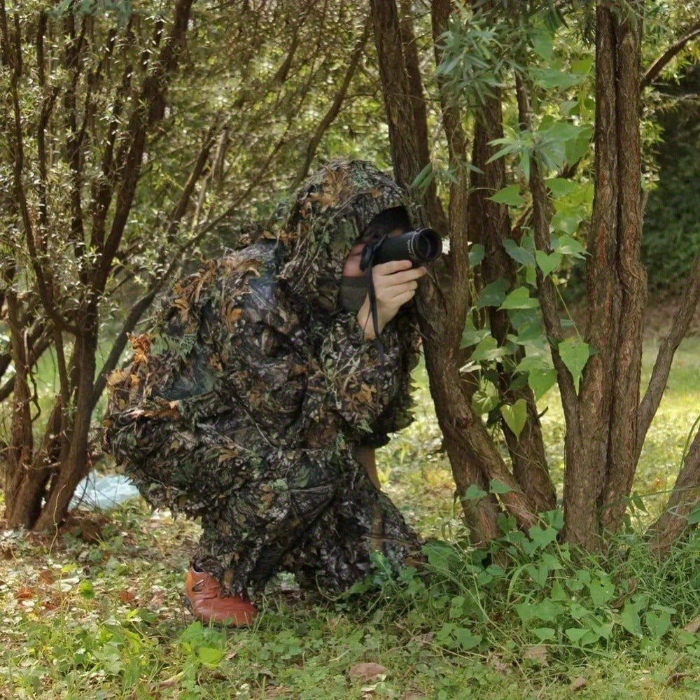 Ghillie Suit 3D Camo Hunting Set – Lightweight Breathable Hooded Camouflage Jacket & Pants for Deer Hunting Sniper Airsoft & Wildlife