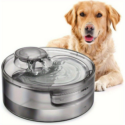 Dog Water Fountain 2 Gallon NPET DF30 – Automatic Pet Water Dispenser Triple Filtration with Splatter Guard & Cleaning Kit for Large Dogs