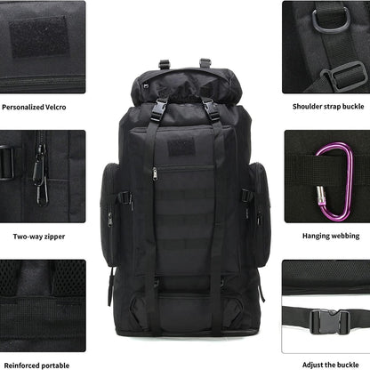 Large Capacity Expandable Outdoor Backpack 26-42 Gal – Soft Shell Geometric Pattern Hiking Rucksack for Camping