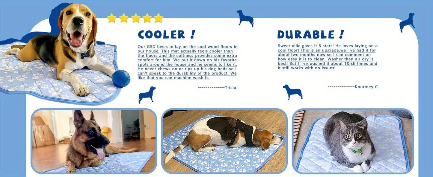 Dog Cooling Mat Self-Cooling Pad for Dogs & Cats – Pressure Activated Arc-Chill Fiber, Non-Toxic Washable Foldable Pet Cool Mat for Summer