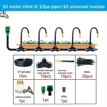 Garden Sprinkler Kit Rotating Copper Nozzle Automatic Irrigation System for Lawn Balcony Misting