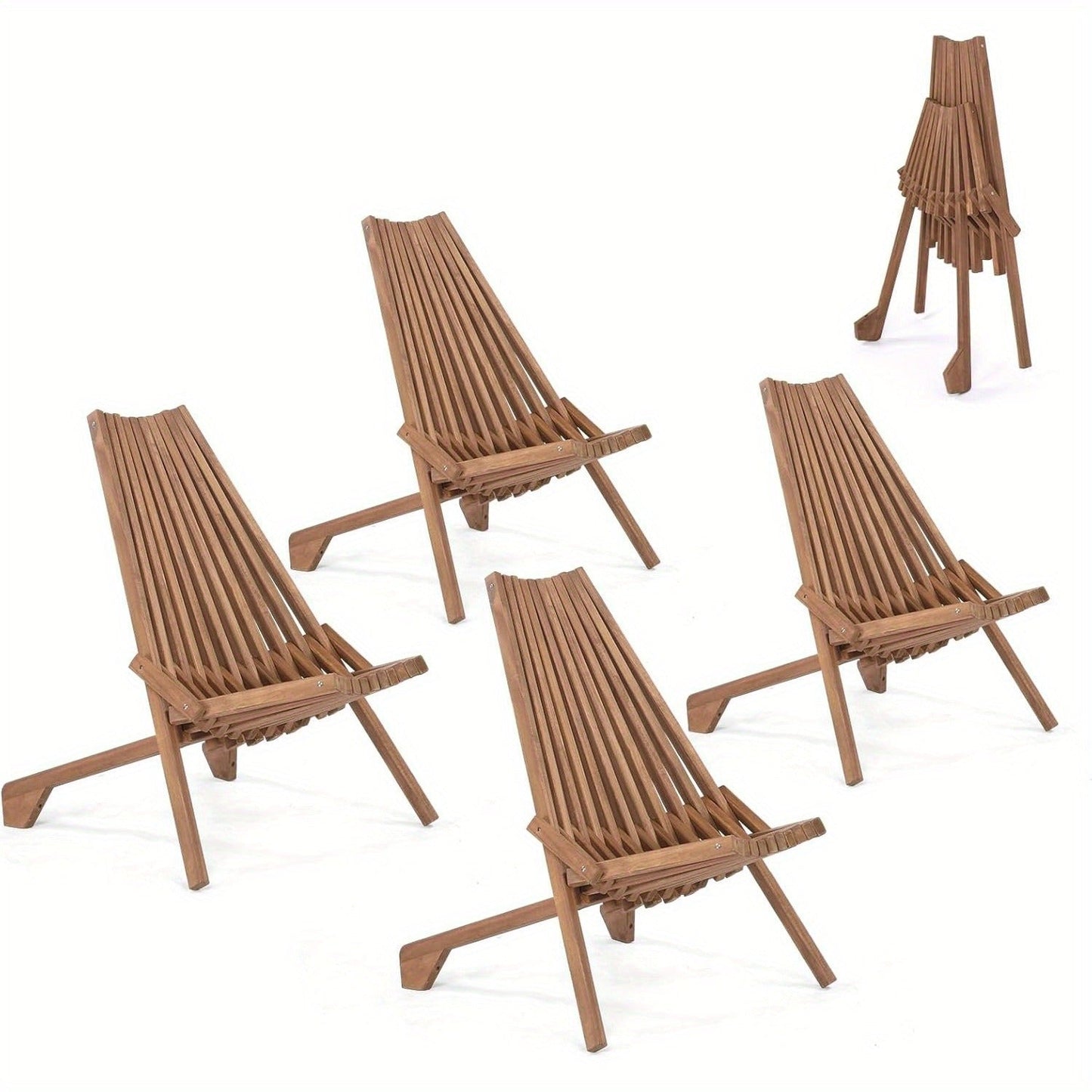 Wood Folding Outdoor Chairs Set of 1/2/4 for Camping, Travel and Outdoor Use, with the Listed Configuration