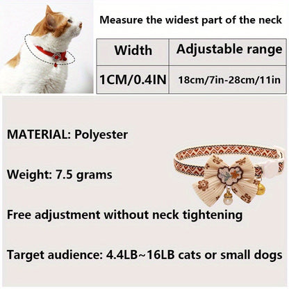 Cat Collar Set 6 Pack Decorative with Bow Lace Bells & Hanging Beads, Safety Breakaway Buckle Anti-Choke Cat Necklace Collar