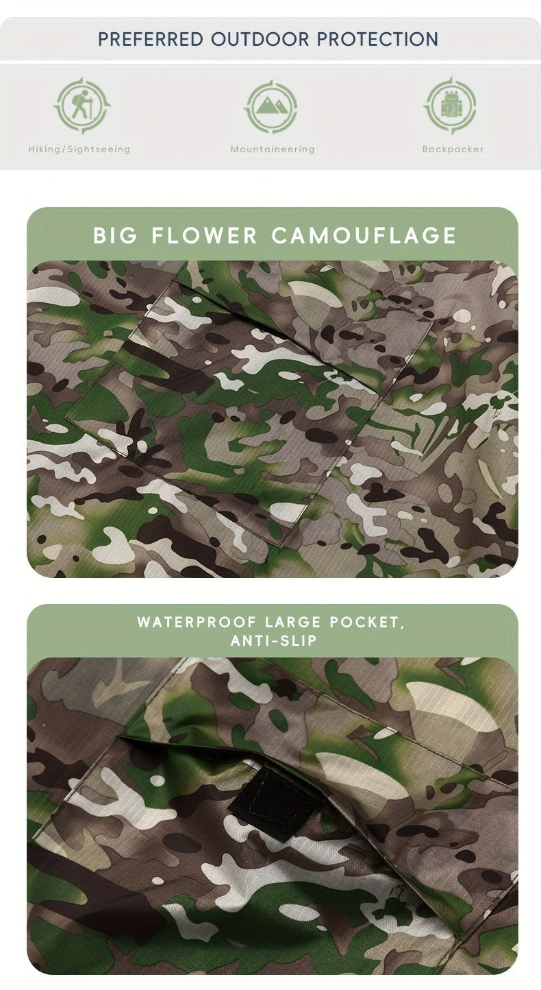 Waterproof Rain Poncho Digital Camouflage – Lightweight Polyester Raincoat for Hiking Camping Mountain Climbing Outdoor Sports