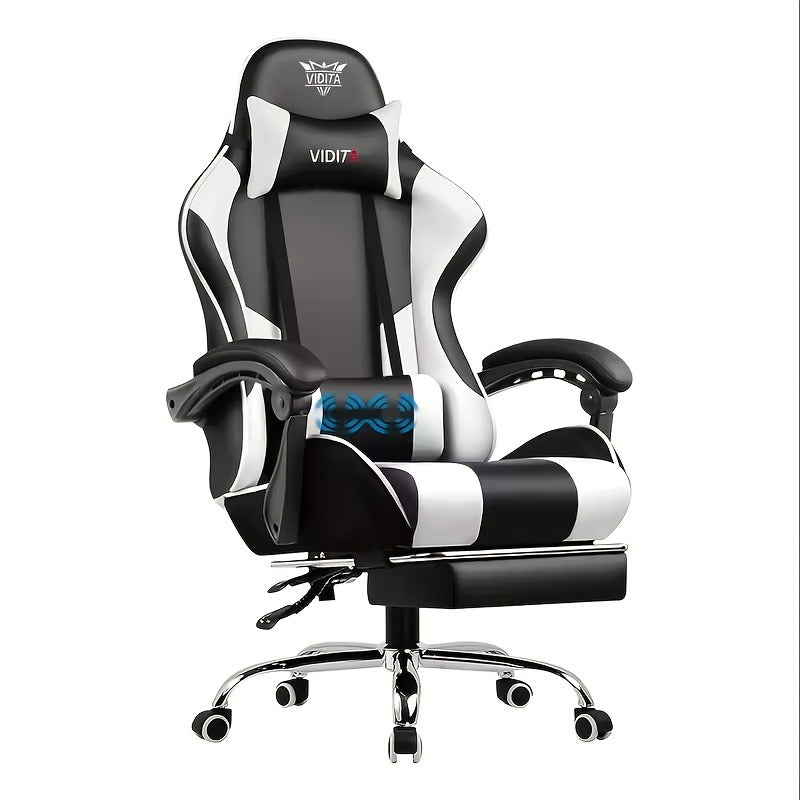 RGB Gaming Chair with LED Lights Footrest Ergonomic Gaming Chair with Massage Lumbar Support Reclining Video Game Chair for Adults Home
