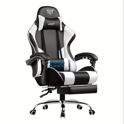 RGB Gaming Chair with LED Lights Footrest Ergonomic Gaming Chair with Massage Lumbar Support Reclining Video Game Chair for Adults Home