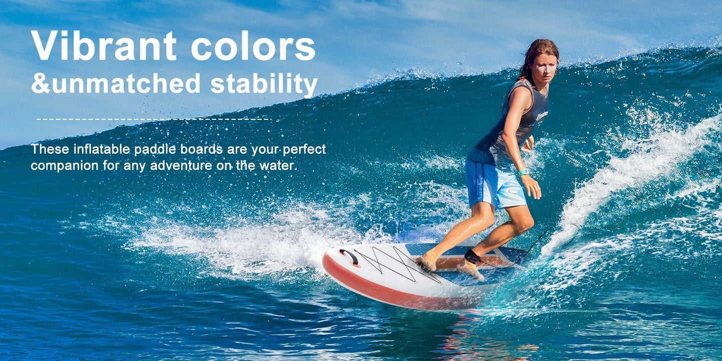 10.5-Foot Inflatable Stand-Up Paddle Board with Wide Non-Slip Deck and Green, Orange or Gray Options