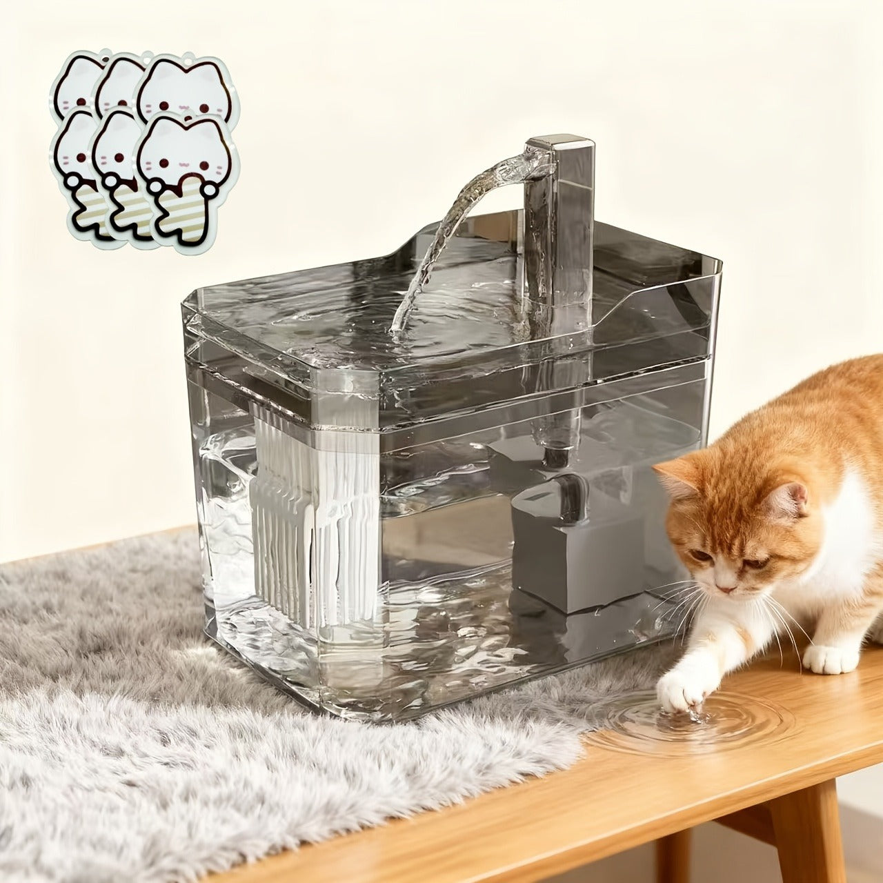 Pet Water Fountain Automatic 4-Stage Filtration – Ultra-Quiet USB Powered Circulating Fresh Water Dispenser with Visible Water Level Window