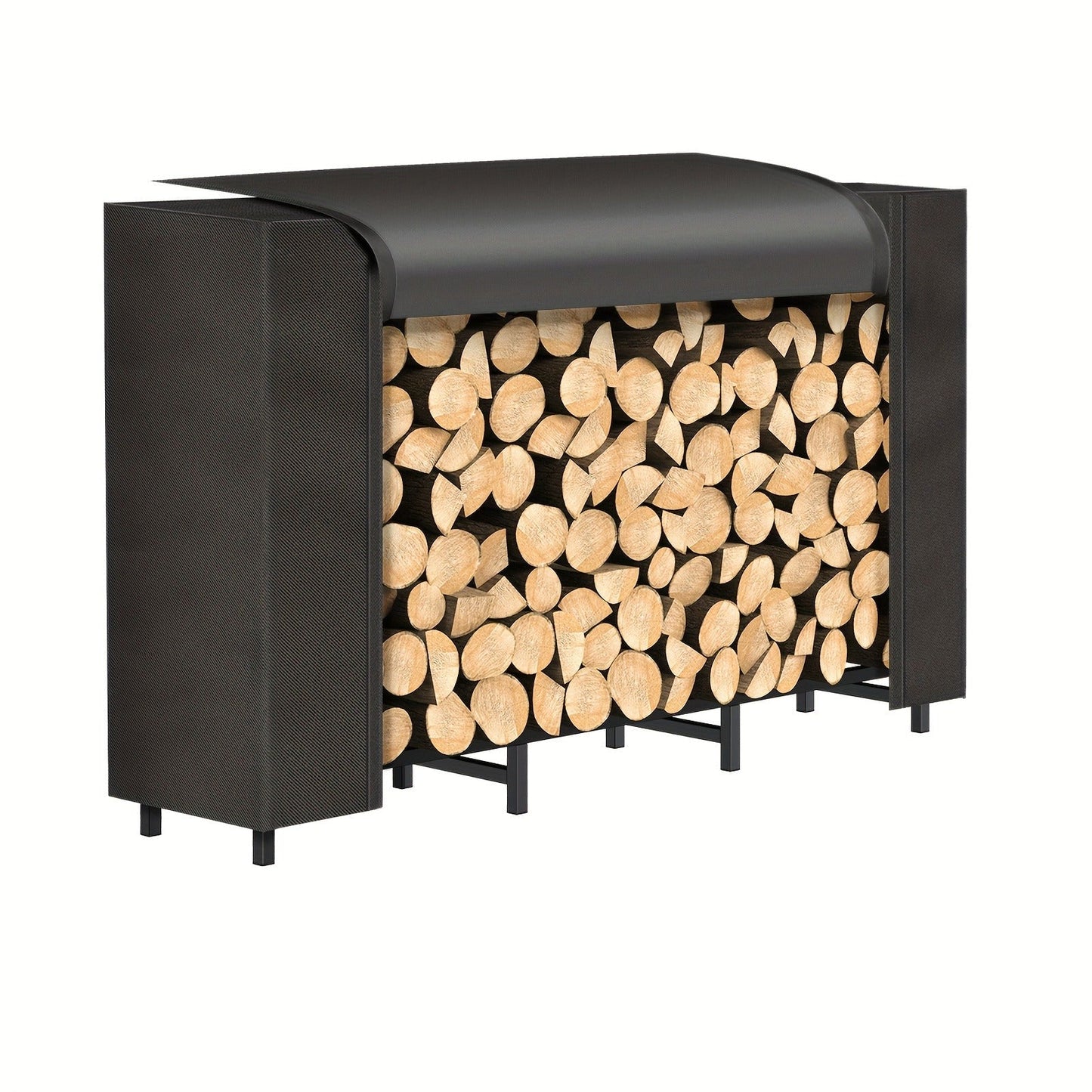 Firewood Rack Heavy Duty Adjustable – Outdoor & Indoor Log Holder with Cover, A-Frame Steel Wood Storage Stand for Fireplace, Patio, Cabin