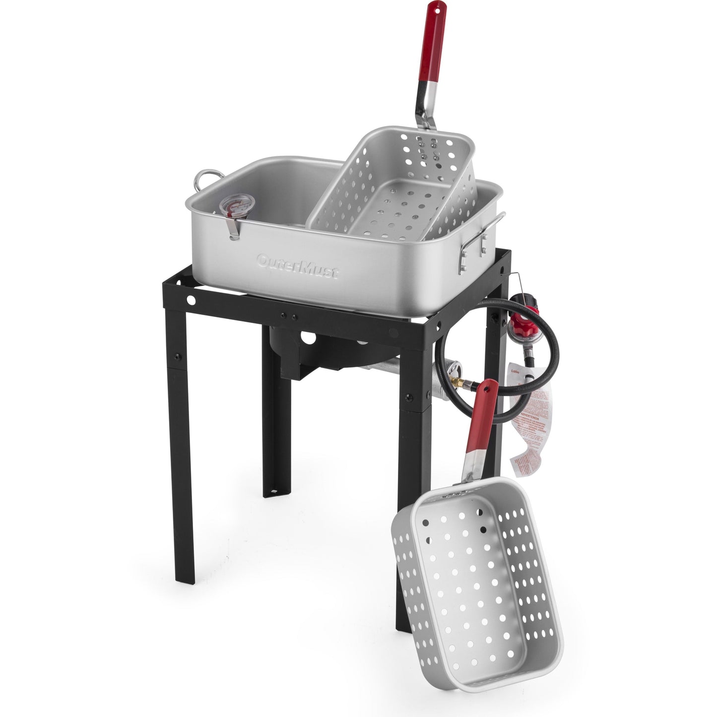 Outdoor Deep Fryer 18 Qt Dual Basket Propane Fish Fryer 58000 BTU Cast Iron Burner with Stand for BBQ Camping Tailgate