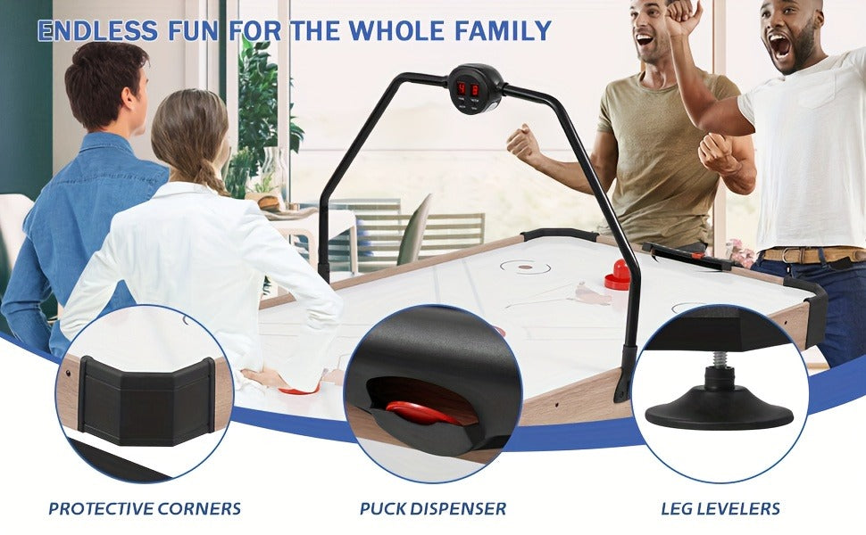 54 Inch Air Hockey Table with LED Scorer – Indoor Arcade Hockey Game Set with 2 Pucks & 2 Pushers, Portable Sports Gaming Table for Game