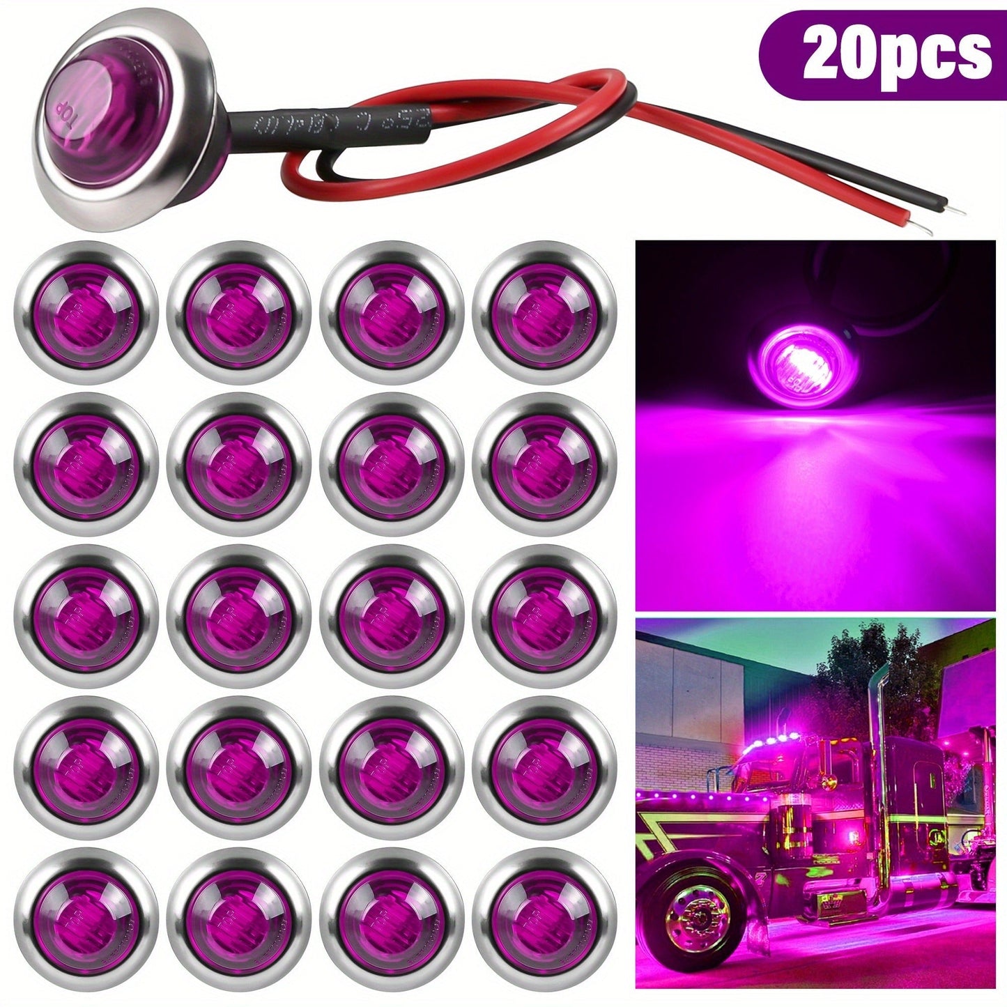 Marine Boat Lights 20 Pack, DC 12V Submersible LED Side Marker Lights for Boat Transom Stern Tail Yacht, Round Courtesy Navigation Lights