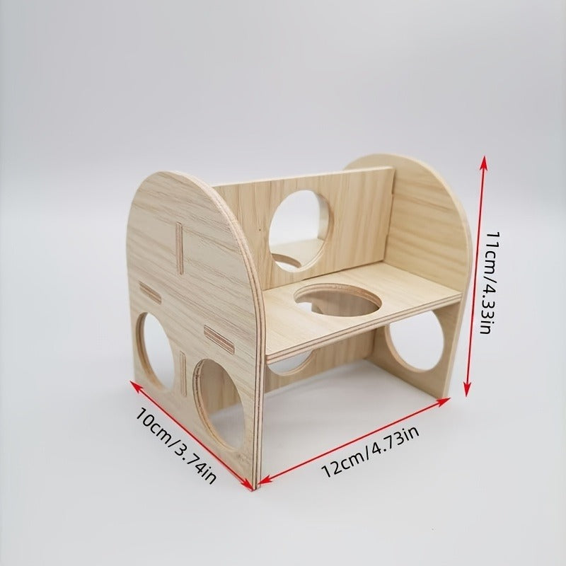 Hamster Cage Accessories 6-Piece Wooden Set – Running Wheel, Villa House, Swing, Nesting House for Hamsters Guinea Pigs Gerbils