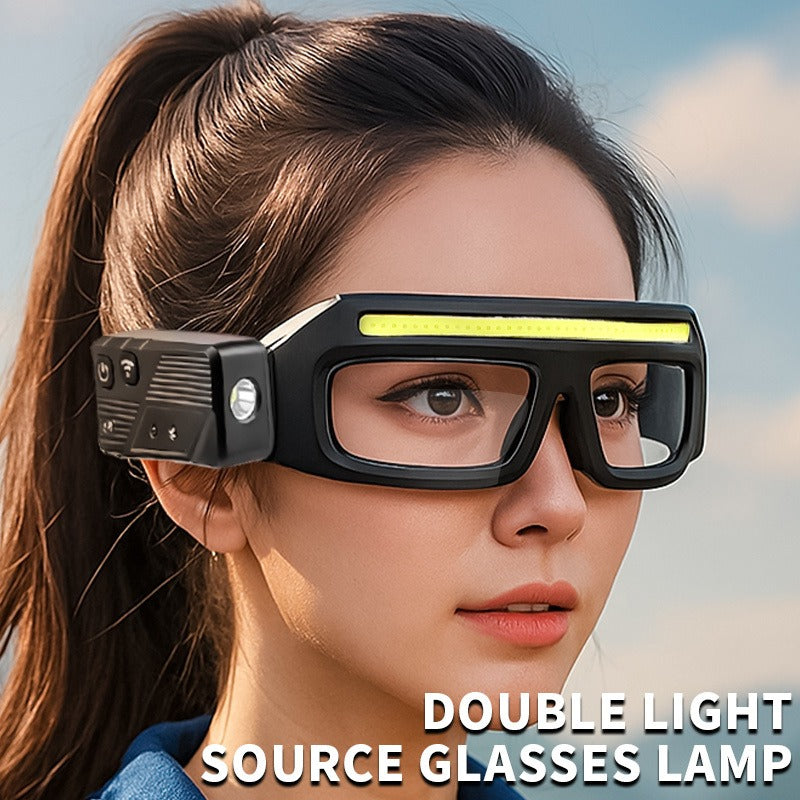 LED Headlamp Glasses Light – USB Rechargeable Head Torch with Rotatable Beam, Adjustable Brightness & Strobe Mode for Night Running