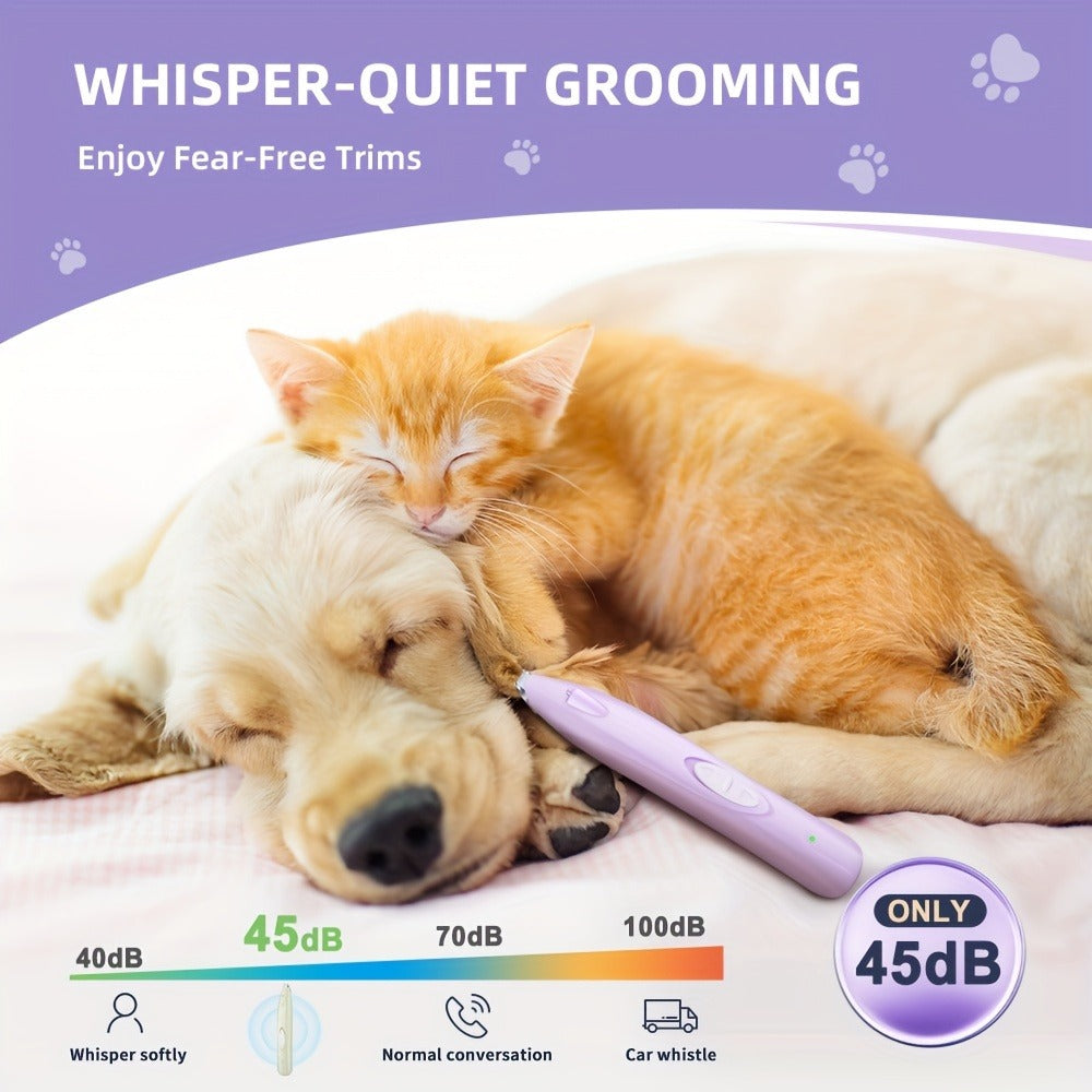Dog Paw Trimmer with LED Light – Rechargeable Pet Hair Clipper for Paws, Eyes, Face & Rump, Stainless Steel Blades