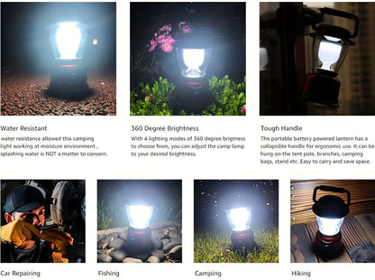 4-Pack COB LED Camping Lantern Dimmable Battery Powered – High Brightness Portable Camp Lights for Hiking, Fishing