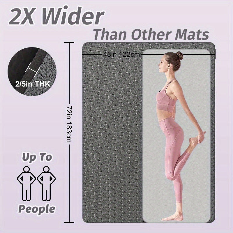 Extra Large TPE Yoga Mat 6’×4’ – 10mm Extra Thick Non-Slip Exercise Mat with Alignment Lines, Double-Sided Grip