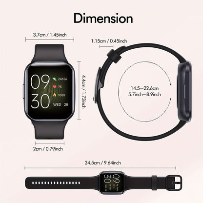 Smartwatch 1.69" HD Screen, 25 Sports Modes, IP68, Color Options & Everyday Wear Design with Activity Tools, Alerts and Color or Strap