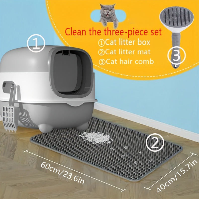 Enclosed Cat Litter Box with Odor Control – Foldable Top Entry Design, Splash-Proof Walls, Compact Size for Small Spaces