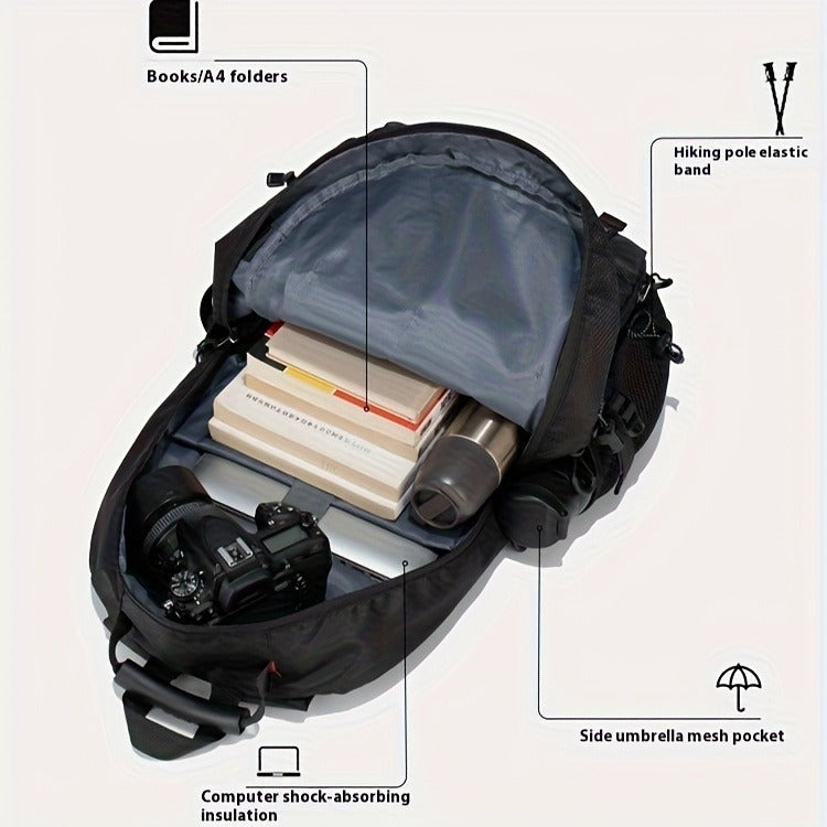 40 L Outdoor Backpack with Pictured 50 x 31 x 25 cm Size, Multi-Pocket Layout and Four Colors