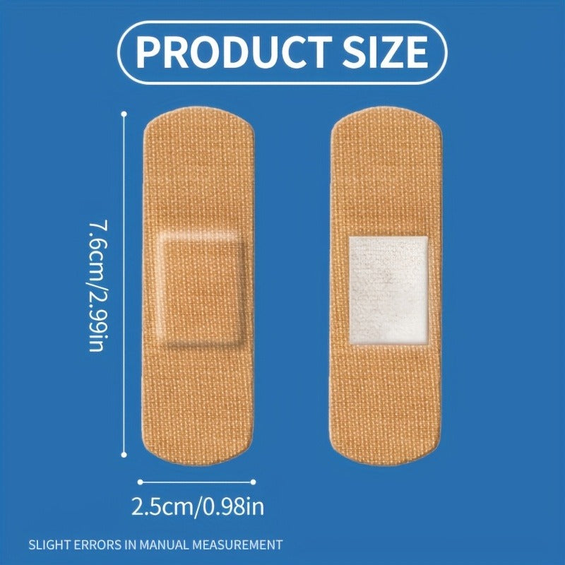 500-Piece Dark Brown Adhesive Bandage Pack with Flexible Fabric Strips for Home and Travel First Aid