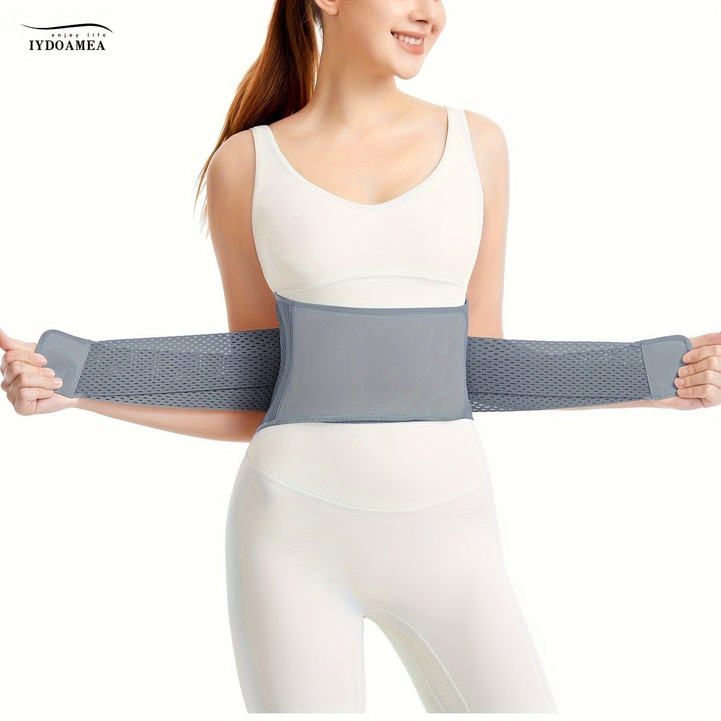 Breathable Back Brace Air Mesh with 4 Steel Plates & 2 Spring Stays – Anti-Skid Adjustable Lumbar Support Belt for Work, Men Women