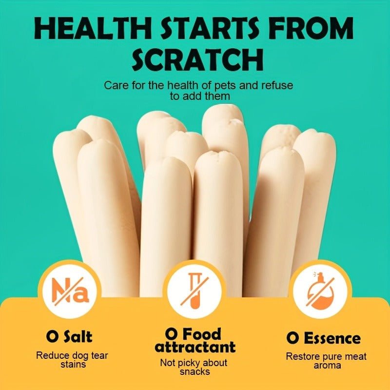 Grain-Free Dog Sausage Treats – Chicken Flavor Ham Sticks, Soft & Easy-Digest Dental Chew Snacks for Puppies & Adult Dogs, No Additives