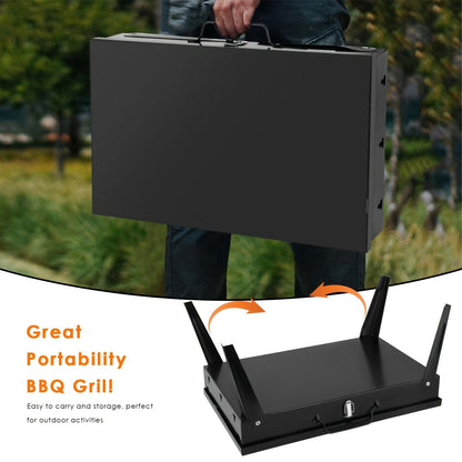 Charcoal Grill Portable BBQ with Hood – Foldable Compact Outdoor Barbecue Grill for Camping Tailgating Picnic Backyard Cookouts |