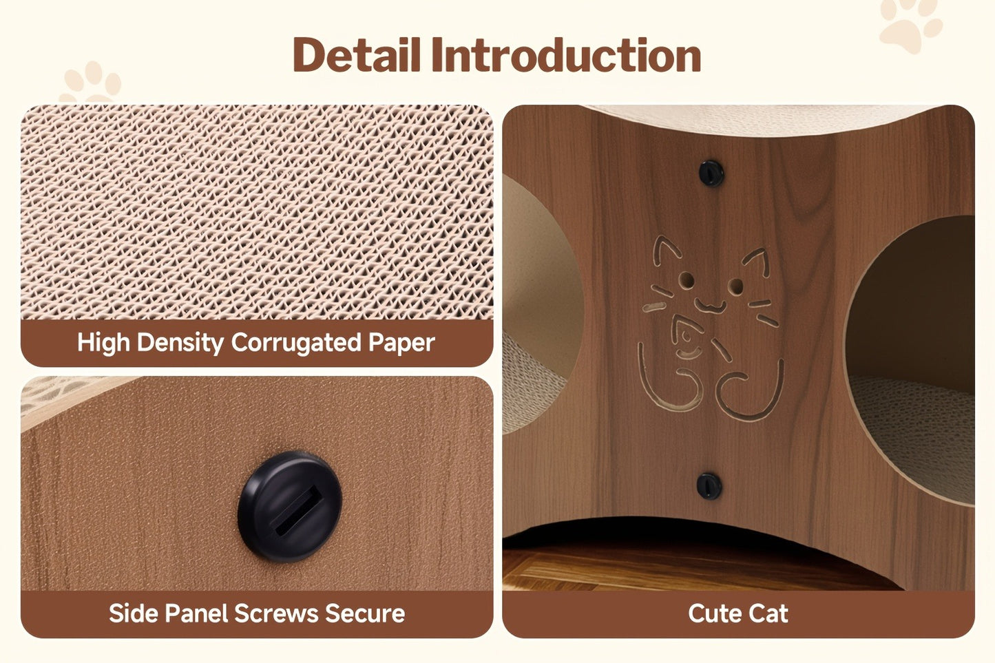 Cat Scratching Post with Integrated Cat Bed – Sturdy Walnut Wood Base, 4-Season Woven Scratch Pad, Indoor Cat Scratcher Lounge