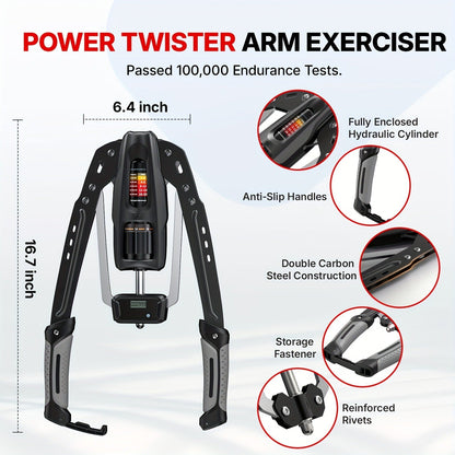 Fitness Equipment Folding Hydraulic Chest Expander with 20 Resistance Levels and Digital Rep Counter