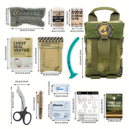 Tactical IFAK First Aid Kit with MOLLE Quick Release – Includes Tourniquet Bandage Chest Seal for Severe Bleeding Control