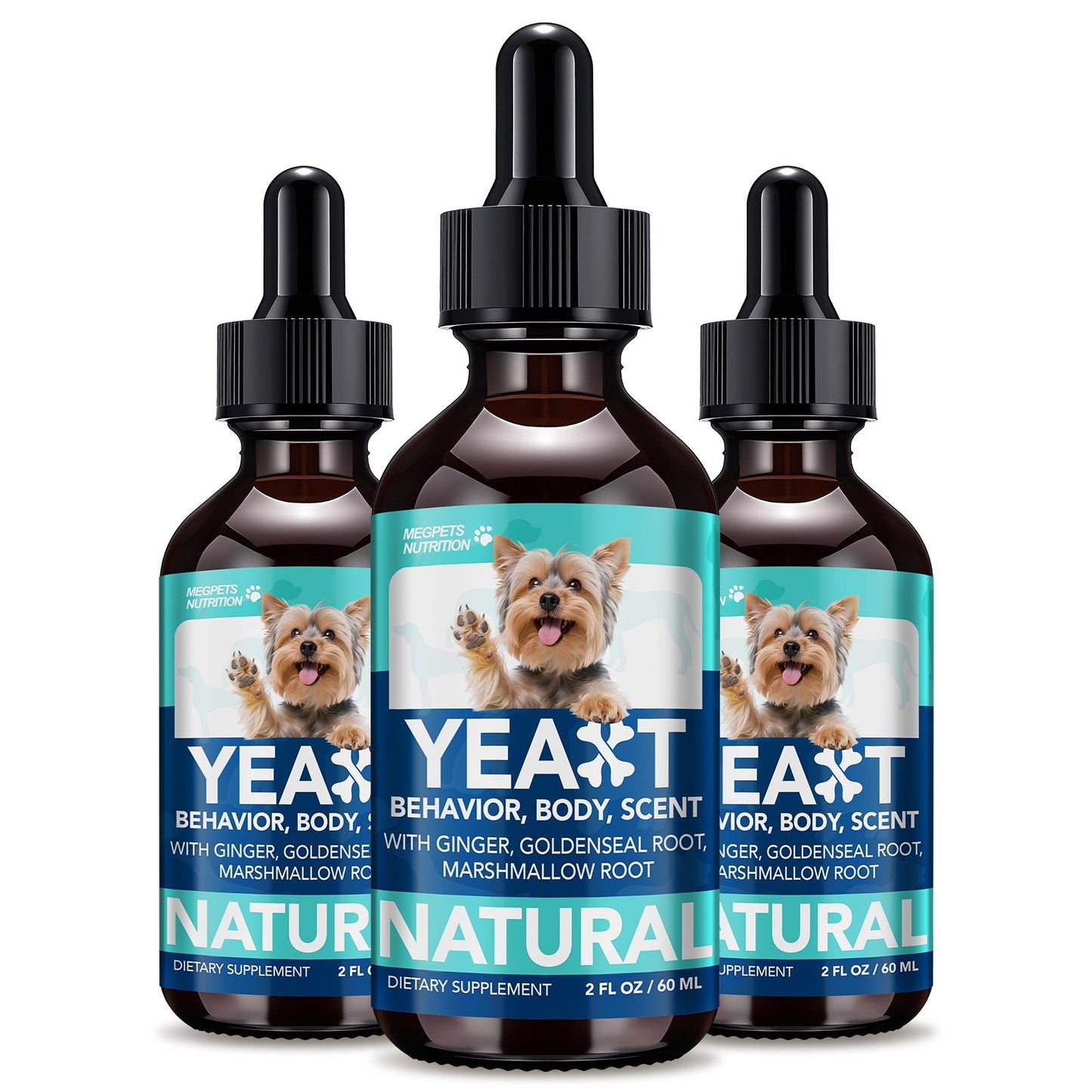 Yeast Supplement Drops for Dogs & Cats – No Odor Formula with Pau D’Arco Bark & Goldenseal Herb Liquid Extract | Easy-to-Use Pet Antifungal
