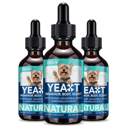 Yeast Supplement Drops for Dogs & Cats – No Odor Formula with Pau D’Arco Bark & Goldenseal Herb Liquid Extract | Easy-to-Use Pet Antifungal