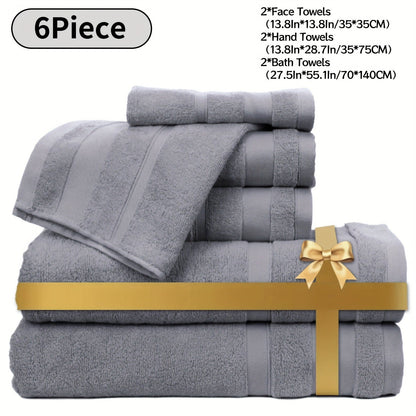 Towel Set 6 or 10 Piece Pure Cotton Bath Towels in Grey, Blue, White or Yellow for Home, Gym and Travel