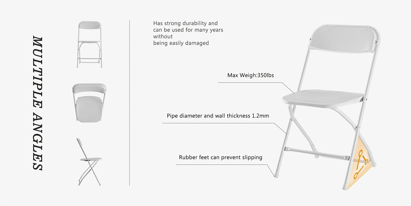White or Black Molded-Seat Folding Chair Sets in 4, 6, 8, 10 or 20-Piece Checkouts Pictured