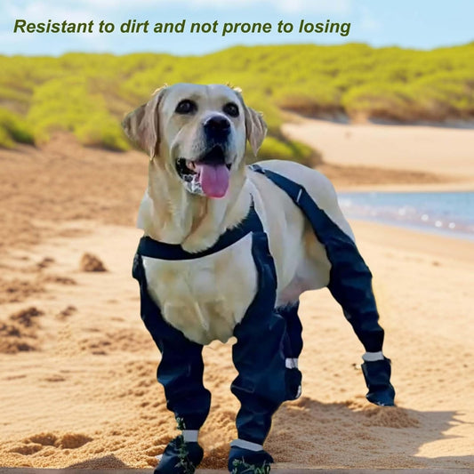 Dog Boots Anti-Slip Suspender Booties with Adjustable Straps & Buckles – Winter Warm Durable Polyester Snow & Ice Paw Protector