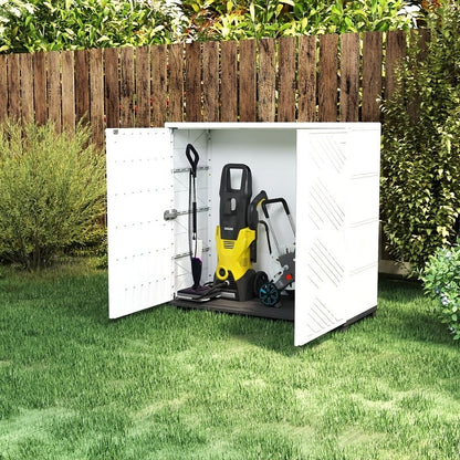 Outdoor Storage Cabinet with Doors & Metal Shelves, for Garden, Patio and Yard Use, with the Listed Configuration