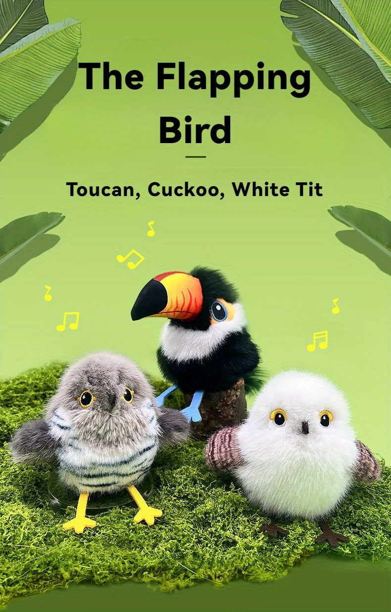 Flapping Bird Cat Toy with Realistic Chirping Sound – USB Rechargeable Interactive Plush Toy for Indoor Cats & Kittens
