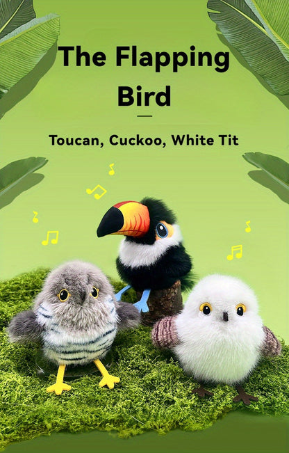 Flapping Bird Cat Toy with Realistic Chirping Sound – USB Rechargeable Interactive Plush Toy for Indoor Cats & Kittens