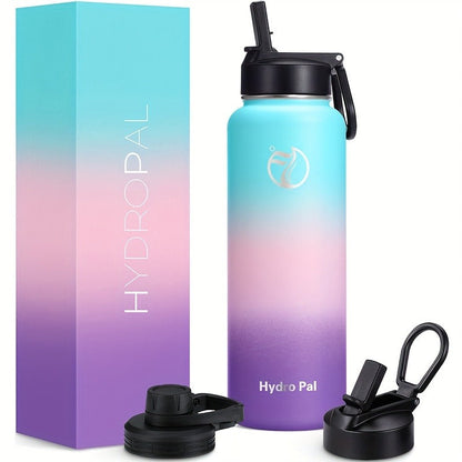 40oz HydroPal Water Bottle with Separate Straw and Chug Lids, Two Straws and 12 Color or Pattern Options