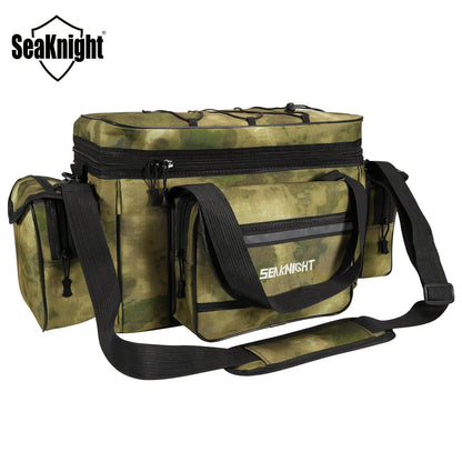 Fishing Tackle Bag Camo Durable Nylon Shoulder Carry Zipper Fishing Gear Storage Bag for Hiking Travel Outdoor Fishing Camouflage