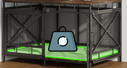 Dog Crate Furniture 43 Inch Corner Indoor Kennel, Heavy Duty Engineered Wood Dog Cage with Side Door for Large Medium Breeds